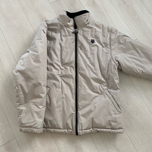 K-Swiss Mens XL reversible jacket. Black corduroy and beige puffer. - Picture 1 of 4